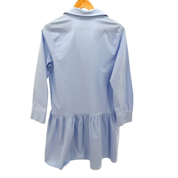 Pomander Place Light Blue Cleia Long Sleeve Drop Waist Mini Dress Size Large - Picture 6 of 6